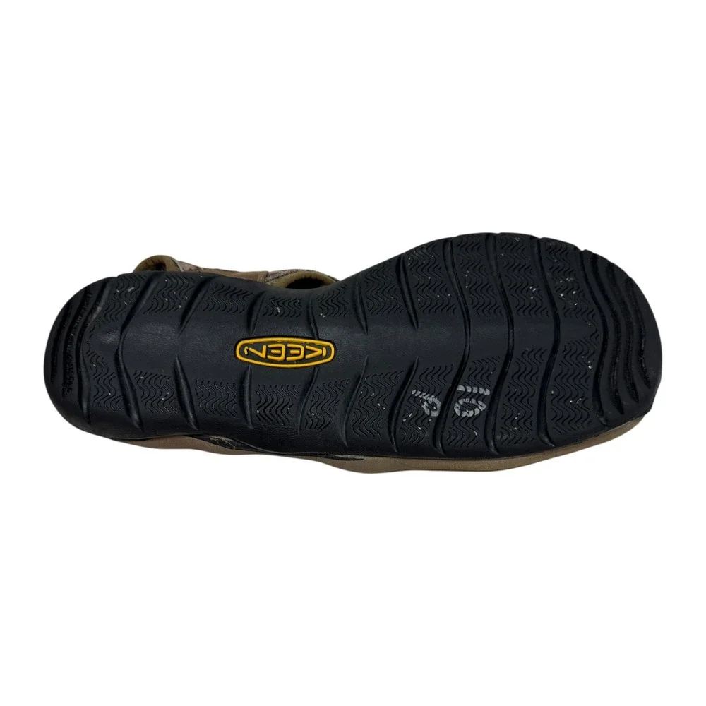 KEEN Clearwater CNX Sandals Mens 12 Brown Camo Bungee Lace Outdoor Hiking Logo